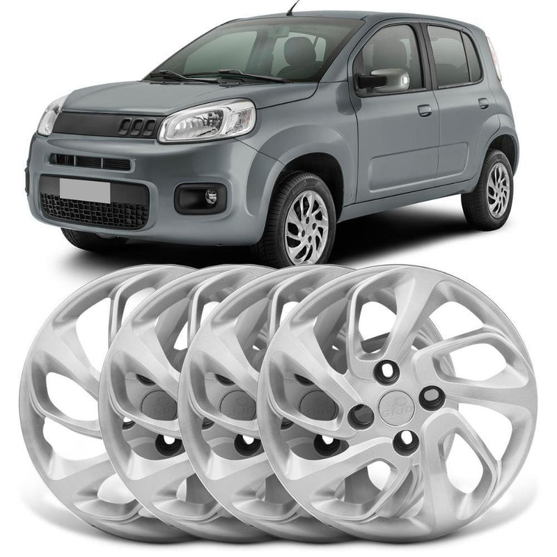 Jogo Calota 4 Pcs Aro 14 Fiat Uno Attrative 15/16 Cubo Baixo Grid 228cb
