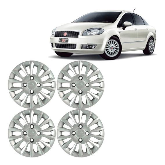 Jogo Calota 4 Pcs Aro 13 Fiat Linea Mod. Universal Cubo Baixo Grid 015cb