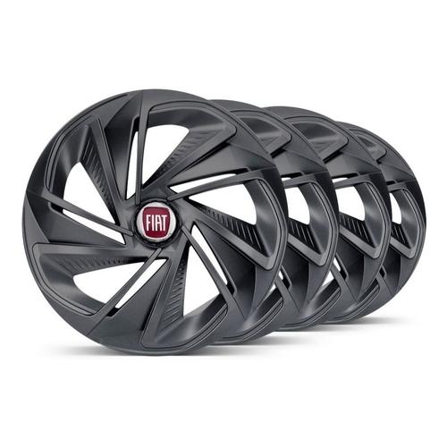 Jogo Calota 4 Pcs Aro 14 Fiat Strada 21/ Cubo Alto Grid 167ca