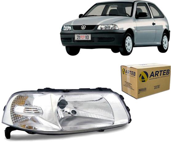 Farol Vw Gol G3 Ld H4 Simples Crom. 160224 Arteb