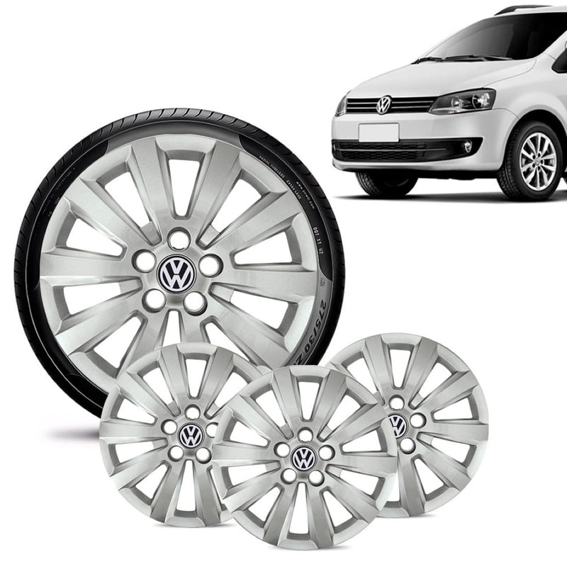 Jogo Calota 4 Pcs Aro 15 Vw Fox 15/ Cubo Padrao Grid 147cp