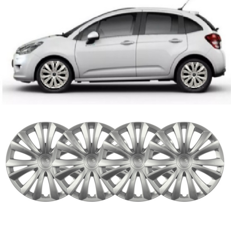 Jogo Calota 4 Pcs Aro 14 Citroen C3/c4 14/15 Aro Pressao Grid 136ar